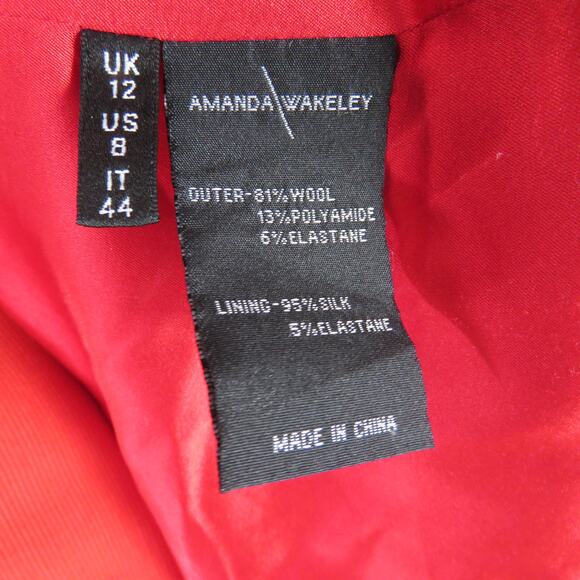 Amanda Wakeley Red Shift Dress Cap Sleeve Formal Cocktail Midi Dress Size 8 - Picture 6 of 6